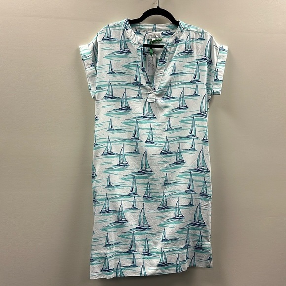 NWT Jayes Studio ‘Sail Away’ Day Dress White Blue Small Preppy Coastal Grandma - Picture 4 of 13